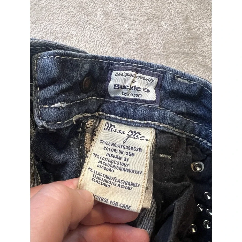 Miss Me Womens Jeans Size 25 Blue Mid Rise Stretch Rhinestone Pocket Skinny